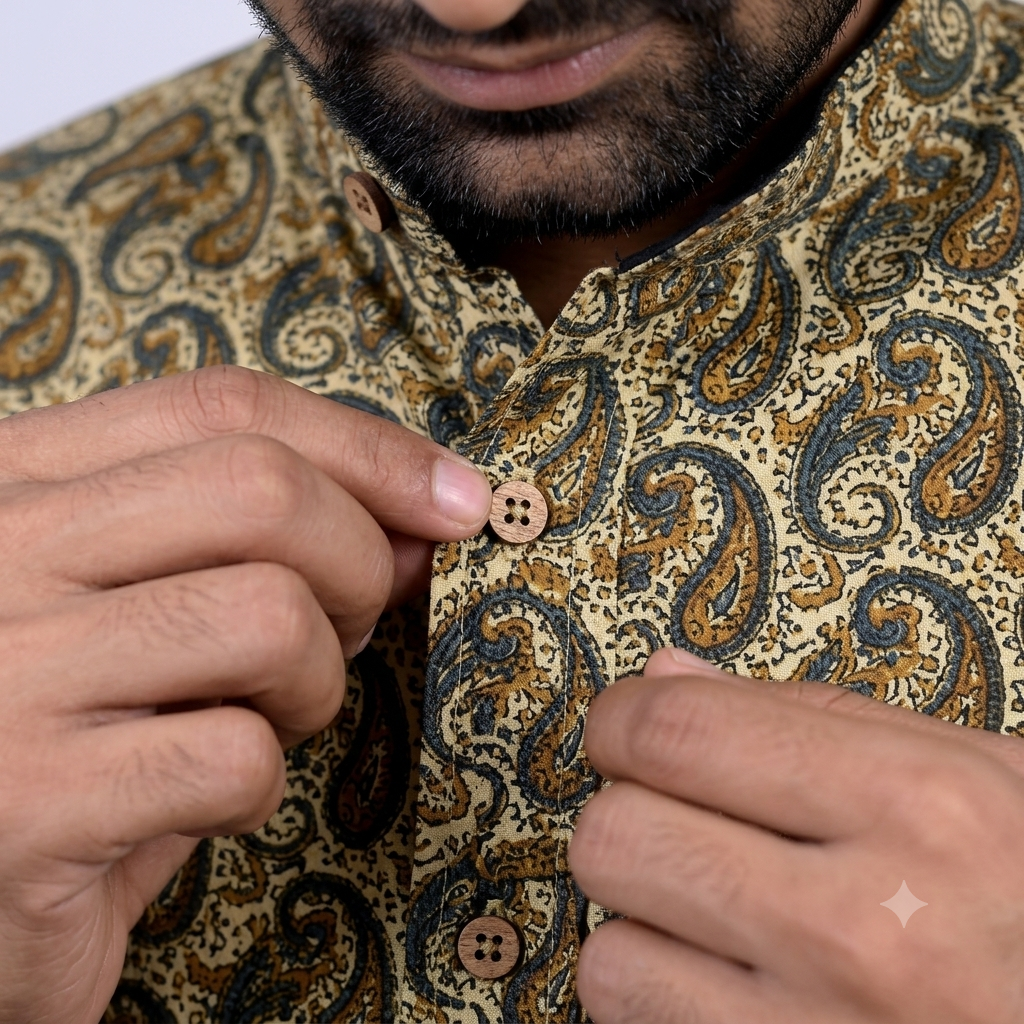 The Royal Aravalli Mandarin Collar Paisley Shirt