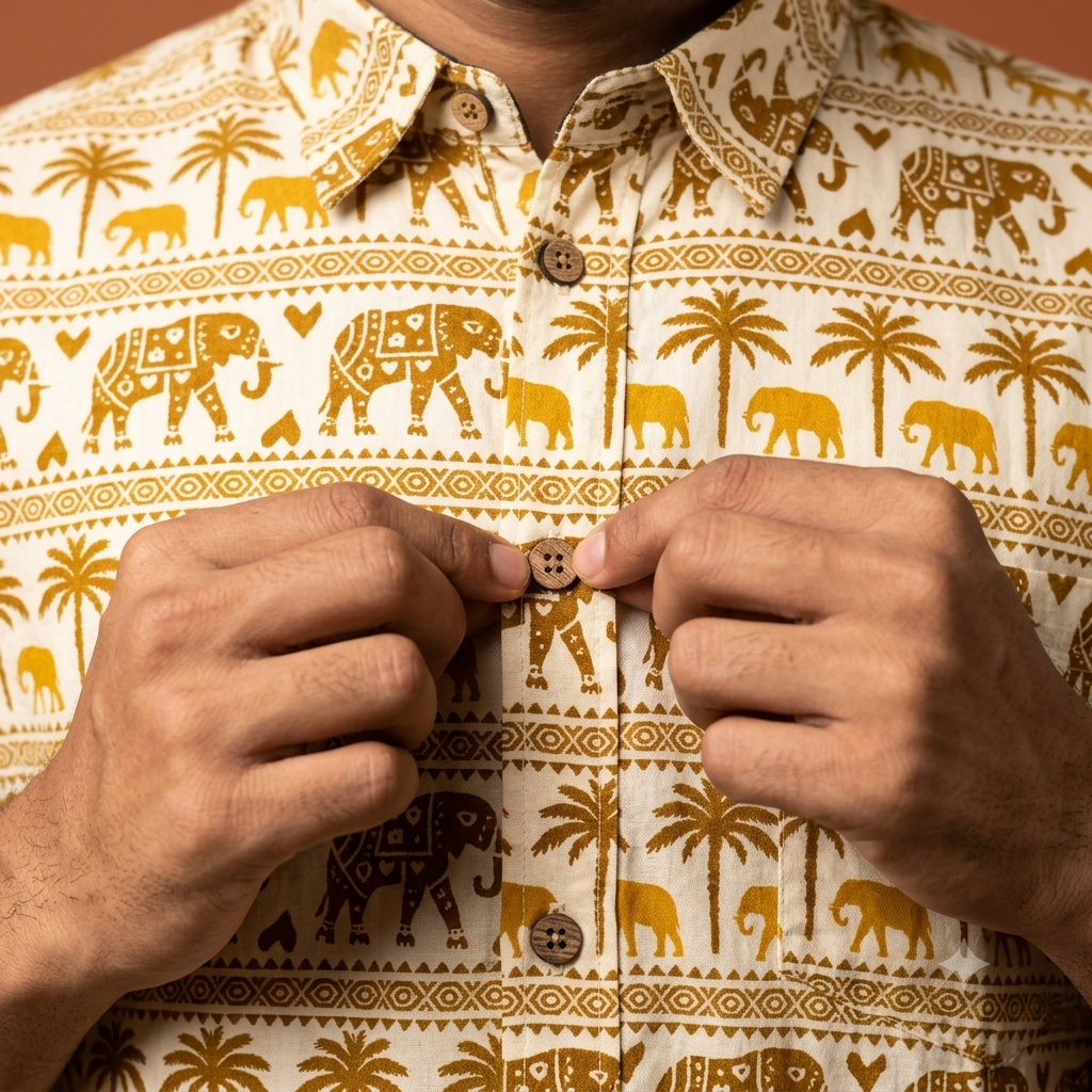 The Heritage Golden Palm & Elephant Shirt
