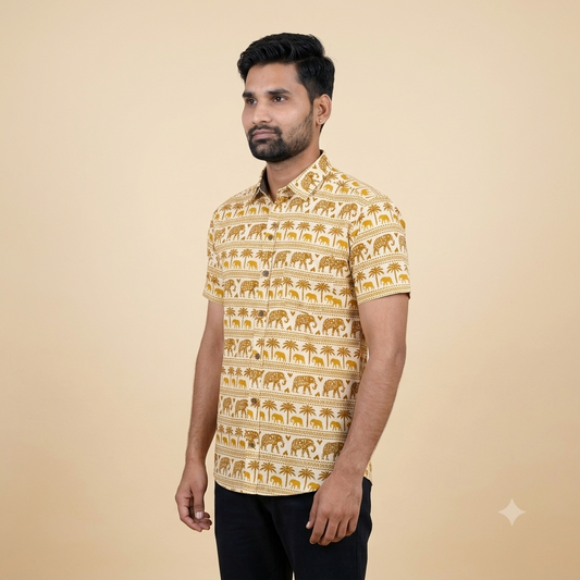 The Heritage Golden Palm & Elephant Shirt