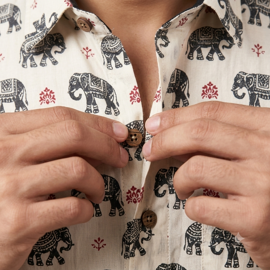 The Heritage Sanganeri Elephant Short-Sleeve Shirt
