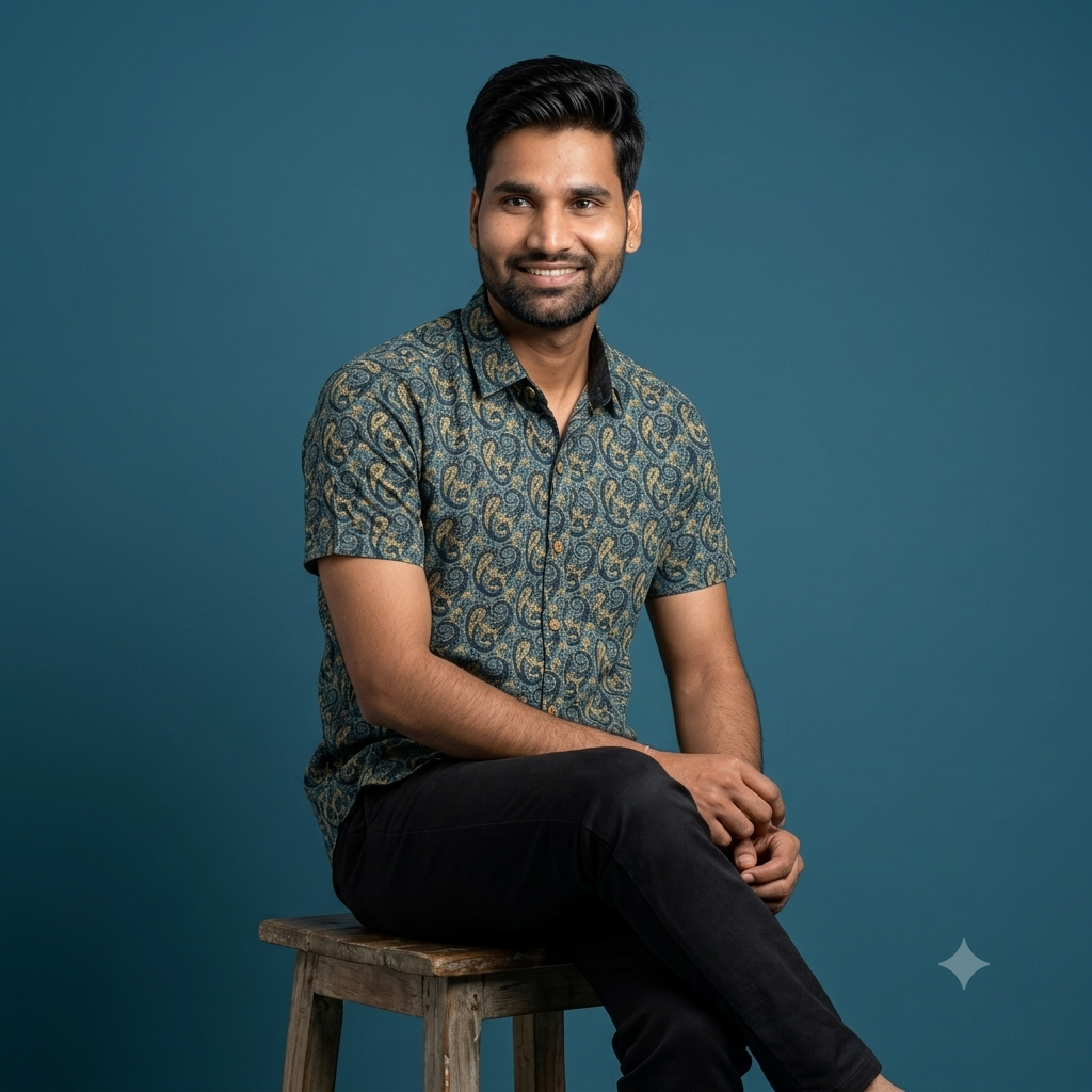 The Rajputana Charcoal & Gold Block-Print Shirt