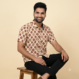 The Mewari Crimson Medallion Block-Print Shirt