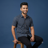 The Mewari Teal Heritage Diamond Shirt