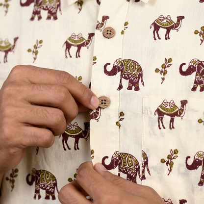 The Rajputana Camel & Elephant Block-Print Shirt