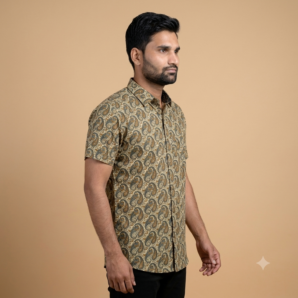 The Royal Aravalli Mandarin Collar Paisley Shirt