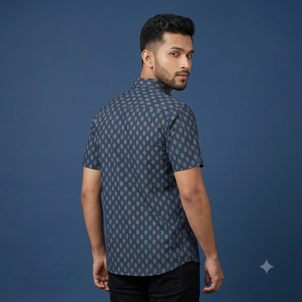 The Mewari Teal Heritage Diamond Shirt