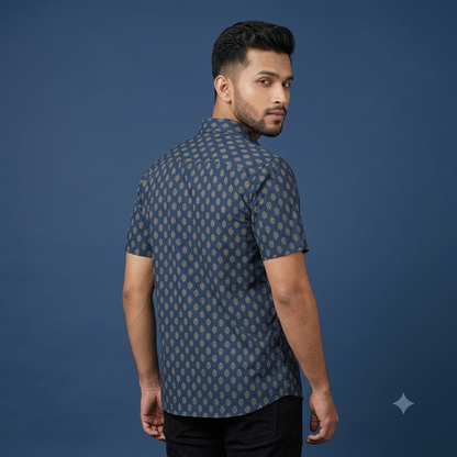 The Mewari Teal Heritage Diamond Shirt