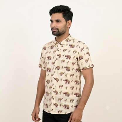 The Rajputana Camel & Elephant Block-Print Shirt
