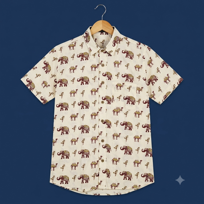 The Rajputana Camel & Elephant Block-Print Shirt