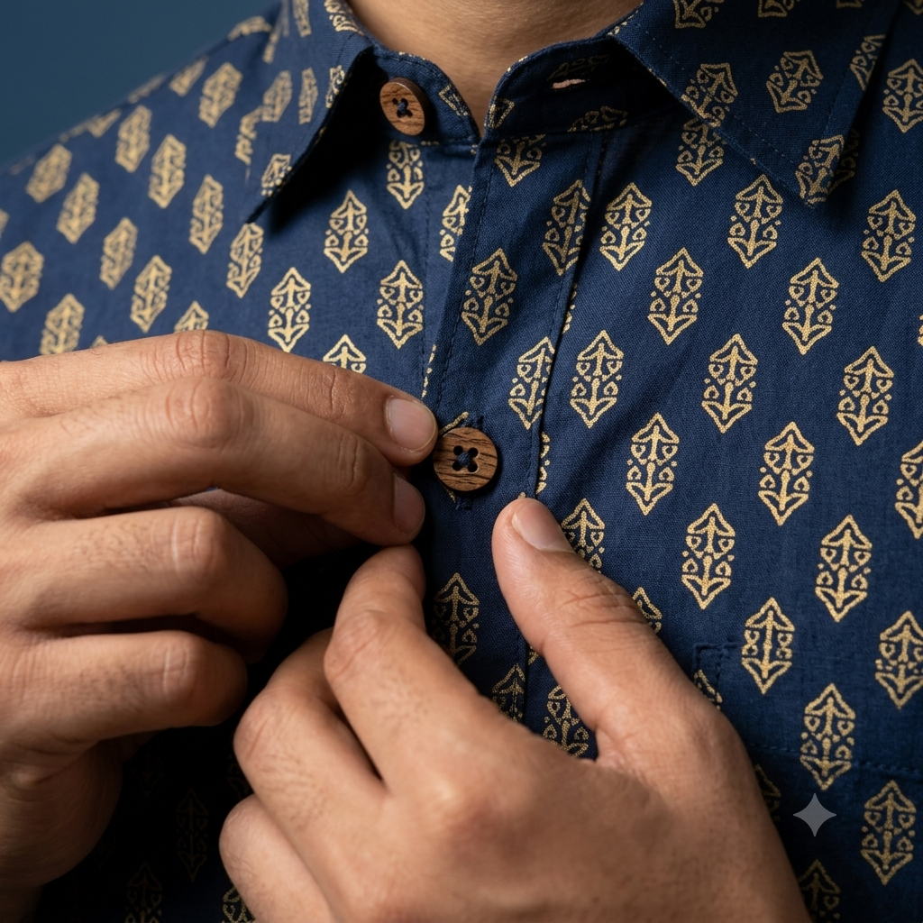 The Mewari Teal Heritage Diamond Shirt