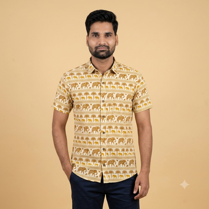 The Heritage Golden Palm & Elephant Shirt