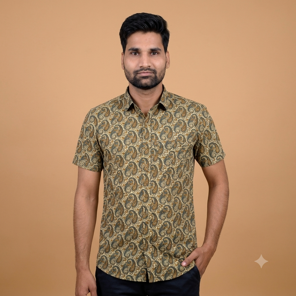 The Royal Aravalli Mandarin Collar Paisley Shirt