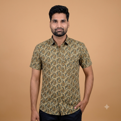 The Royal Aravalli Mandarin Collar Paisley Shirt