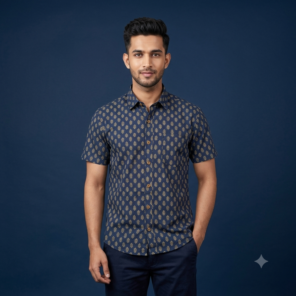The Mewari Teal Heritage Diamond Shirt