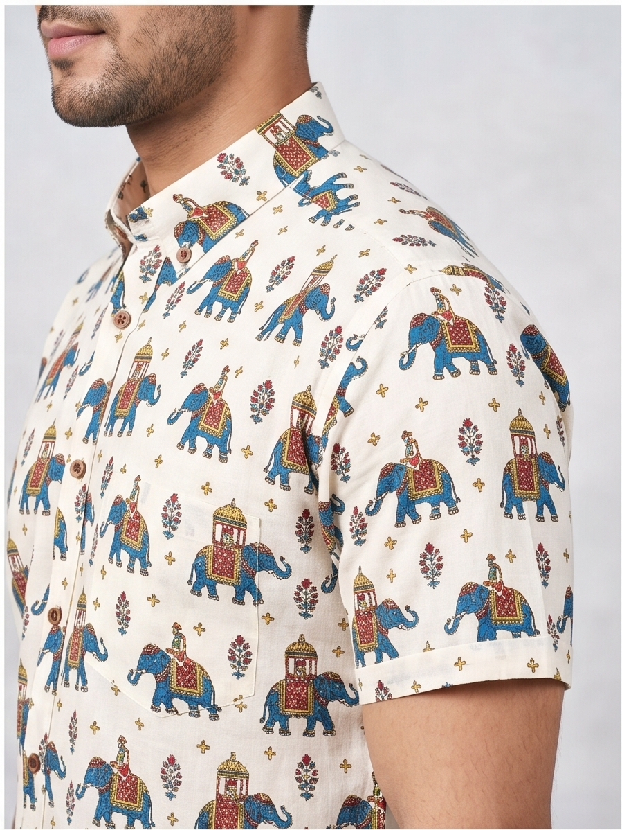 The Maharaja Elephant Print Cotton Shirt